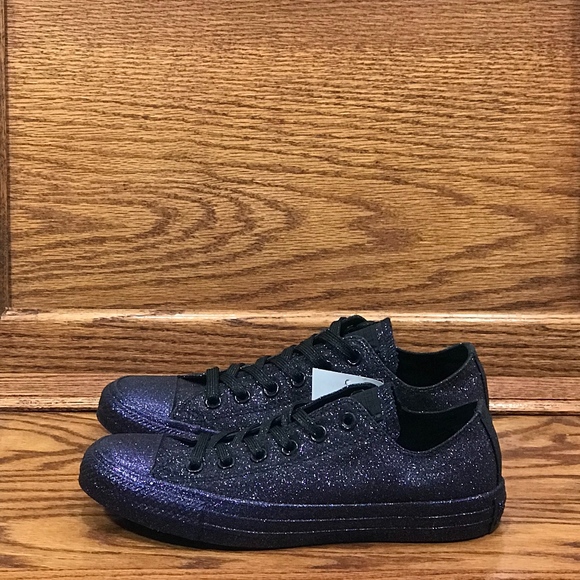 converse black glitter low tops